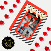 XOXO Heart Couple Photo Valetine's Real Gold Folie Feestdagenkaart