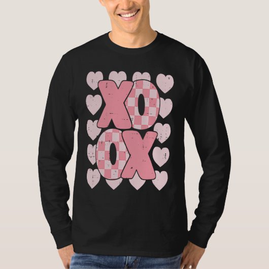 XOXO Heart Groovy Valentine's Day Couples Kids Gir T-shirt (Voorkant)
