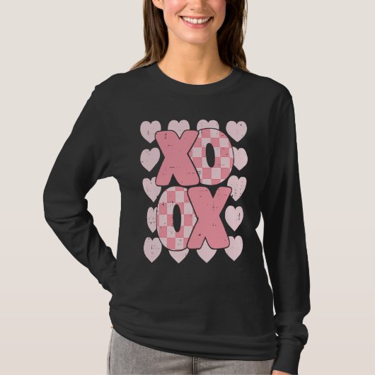 XOXO Heart Groovy Valentine's Day Couples Kids Gir T-shirt (Voorkant)
