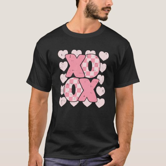 XOXO Heart Groovy Valentine's Day Couples Kids Gir T-shirt (Voorkant)