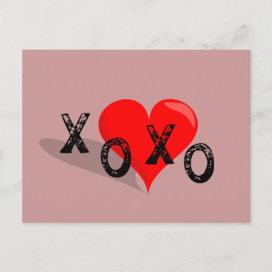 XOXO Heart Hugs en Kisses Briefkaart (Voorkant)
