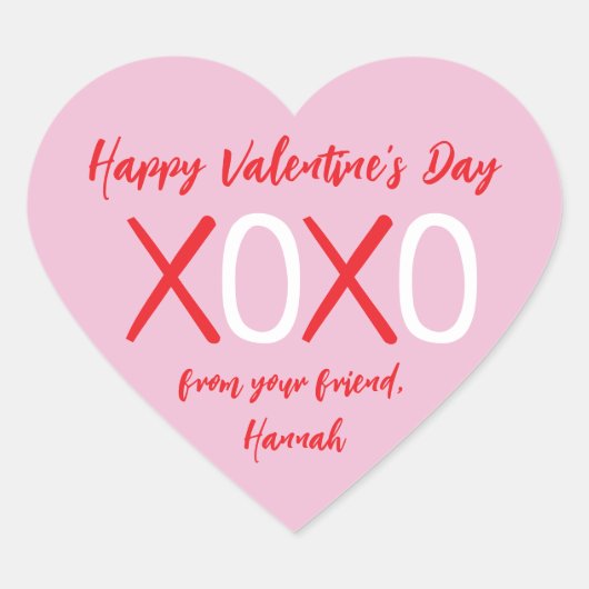 XOXO Heart Kids Classroom Valentine's Day Party Hart Sticker (Voorkant)