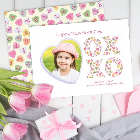 XOXO Heart Photo Classroom Valentijn Kaart Notitiekaartje