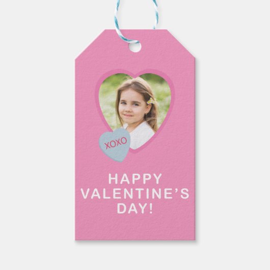 XOXO Heart Photo Valentijnsdag Simple Gift Label Cadeaulabel (Voorkant)
