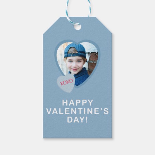 XOXO Heart Photo Valentijnsdag Simple Gift Label Cadeaulabel (Voorkant)