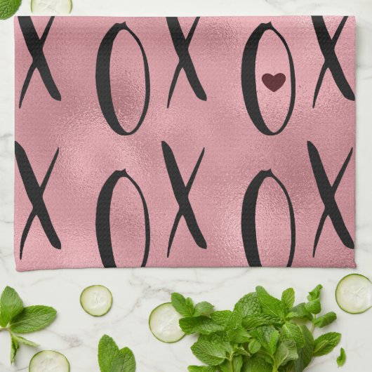 XOXO Heart Pink Glam Theedoek (Gevouwen)