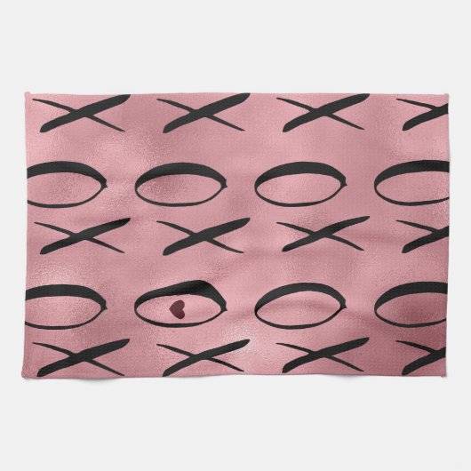 XOXO Heart Pink Glam Theedoek (Horizontaal)
