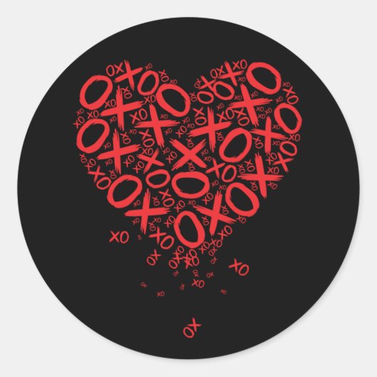 XOXO Heart  Ronde Sticker (Voorkant)