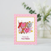 XOXO Heart Schattige & speels Briefkaart (Staand voorkant)