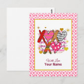 XOXO Heart Schattige & speels Briefkaart (Voorkant / Achterkant)