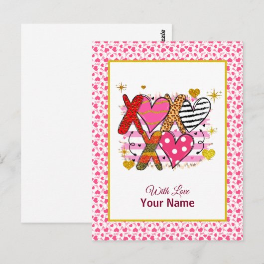 XOXO Heart Schattige & speels Briefkaart (Voorkant / Achterkant)