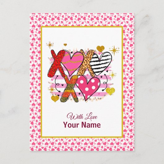 XOXO Heart Schattige & speels Briefkaart (Voorkant)