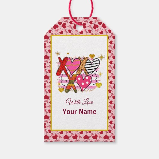 XOXO Heart Schattige & speels Cadeaulabel (Voorkant)
