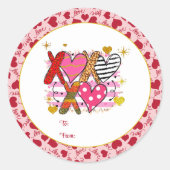 XOXO Heart Schattige & speels Ronde Sticker (Voorkant)