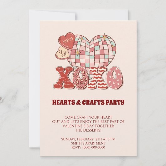 Xoxo Hearts & Crafts-feest Kaart (Voorkant)
