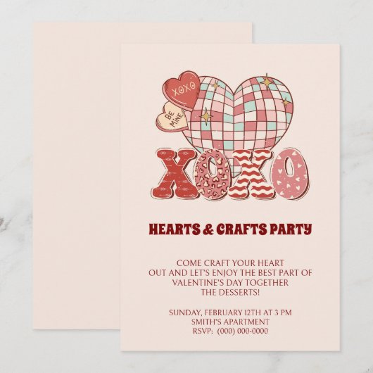 Xoxo Hearts & Crafts-feest Kaart (Voorkant / Achterkant)