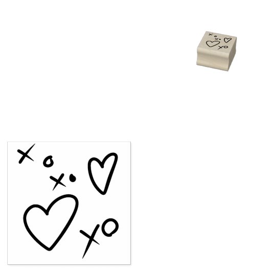 XOXO Hearts Doodle Rubberstempel (Gestempeld)