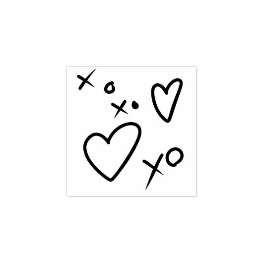 XOXO Hearts Doodle Rubberstempel (Afrduk)
