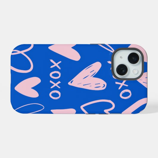 XOXO Hearts iPhone 15 Case (Achterkant horizontaal)