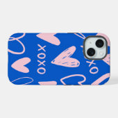 XOXO Hearts iPhone 15 Hoesje (Achterkant horizontaal)