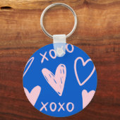 XOXO Hearts Keychain – Cute Blue & Pink Key Ring (Achterkant)