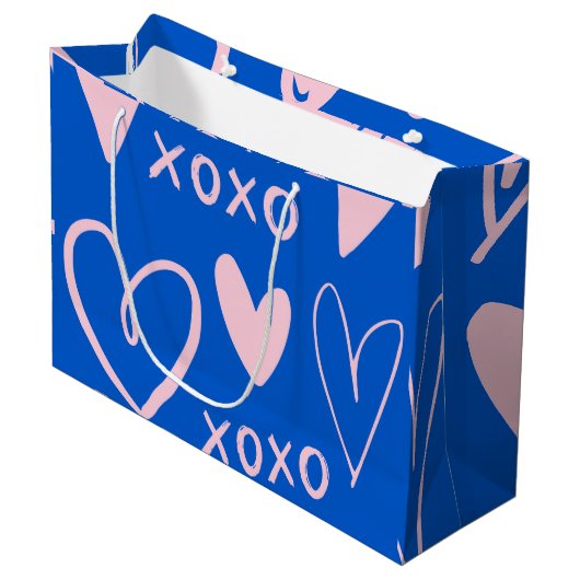 XOXO Hearts Large Gift Bag  Groot Cadeauzakje (Voorkant Gekanteld)