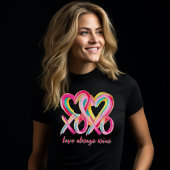 XOXO Hearts Love Always Wins Funny Valentines Day Tri-Blend Shirt