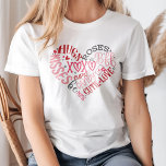XOXO Hearts Love & Kisses Valentijnsdag T-shirt<br><div class="desc">Laat je liefde blijken met het XOXO Hearts Love & Kisses Valentijnsdag T-Shirt, met een uniek hartvormig ontwerp dat bestaat uit romantische uitdrukkingen als "XOXO", "Love & Kiss", "BFF", "Knuffels" en "Rozen". Elk woord is gestyled in verschillende tinten roze, waardoor een levendige en feestelijke look ontstaat die perfect is voor...</div>