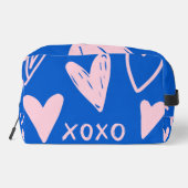 XOXO Hearts Makeup Bag – Cute Blue & Pink Pouch Toilettasje (Achterkant)