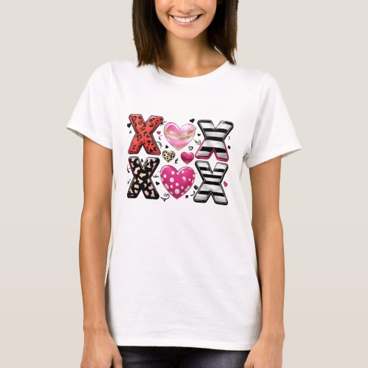 XOXO Hearts Trendy Liefde & Knuffels Design T-shirt (Voorkant)