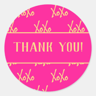 XOXO Heet Roze Valentijnsdag Bedankt Ronde Sticker