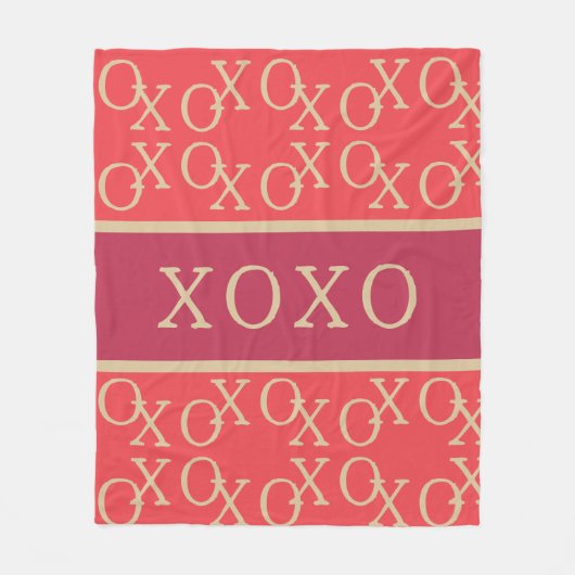 XOXO | Hot-roze rode gouden typografie Fleece Deken (Voorkant)