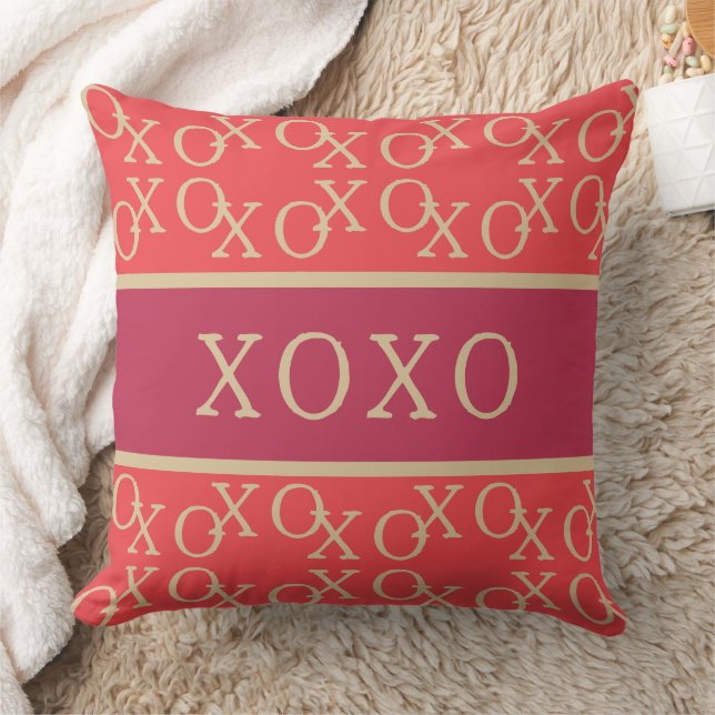 XOXO | Hotroze Red Gold Typografie Kussen (Deken)