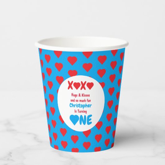 XOXO Hugs en Kisses 1e thuisdagbladkopjes Papieren Bekers (Voorkant)