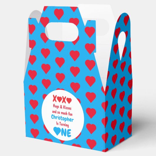 XOXO Hugs en Kisses 1ste verjaardag Bedankdoosjes (Geopend)