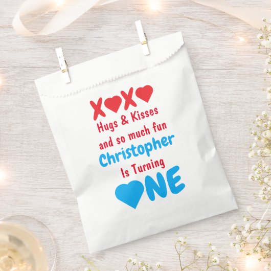 XOXO Hugs en Kisses 1ste verjaardag Bedankzakje (Geknipt)