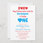 XOXO Hugs en Kisses 1ste verjaardag Kaart (Voorkant)