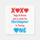 XOXO Hugs en Kisses 1ste verjaardag Servet (Voorkant)
