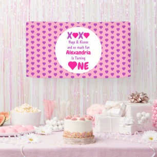 XOXO Hugs en Kisses 1ste verjaardag Spandoek