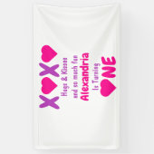 XOXO Hugs en Kisses 1ste verjaardag Spandoek (Verticaal)