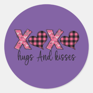 Xoxo Hugs en Kisses Ronde Sticker