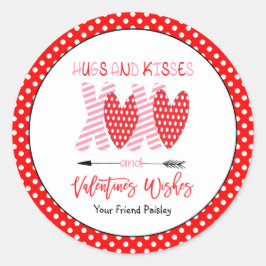 XOXO Hugs en Kisses Valentijnsdag Ronde Sticker