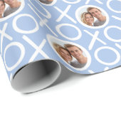 XOXO Hugs & Kisses 2 Photo Blue Brush Script Cadeaupapier (Rol Hoek)