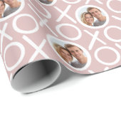 XOXO Hugs & Kisses 2 Photo Dusty Pink Brush Script Cadeaupapier (Rol Hoek)