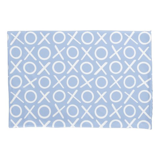 XOXO Hugs & Kisses Blue Cute Modern Pattern Kussensloop (Voorkant)