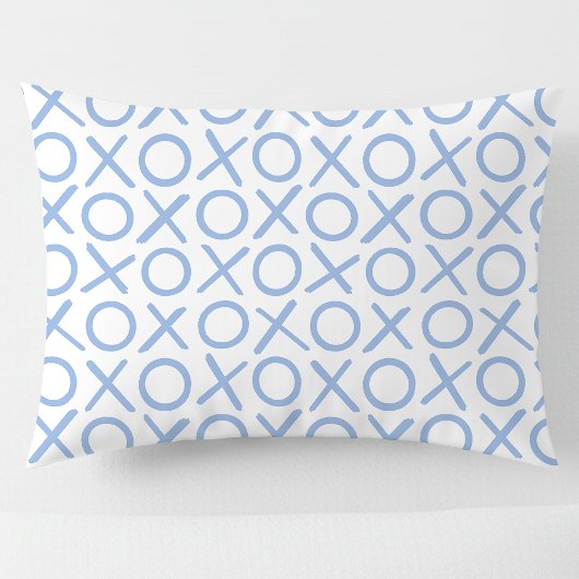 XOXO Hugs & Kisses Blue White Modern Pattern Kussensloop