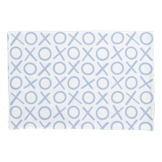 XOXO Hugs & Kisses Blue White Modern Pattern Kussensloop (Voorkant)