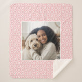 XOXO Hugs & Kisses Custom Photo Modern Pastel Pink Sherpa Deken (Voorkant)