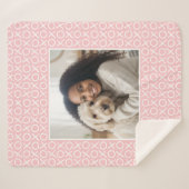 XOXO Hugs & Kisses Custom Photo Modern Pastel Pink Sherpa Deken (Voorkant (horizontaal))