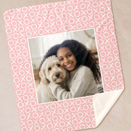 XOXO Hugs & Kisses Custom Photo Modern Pastel Pink Sherpa Deken